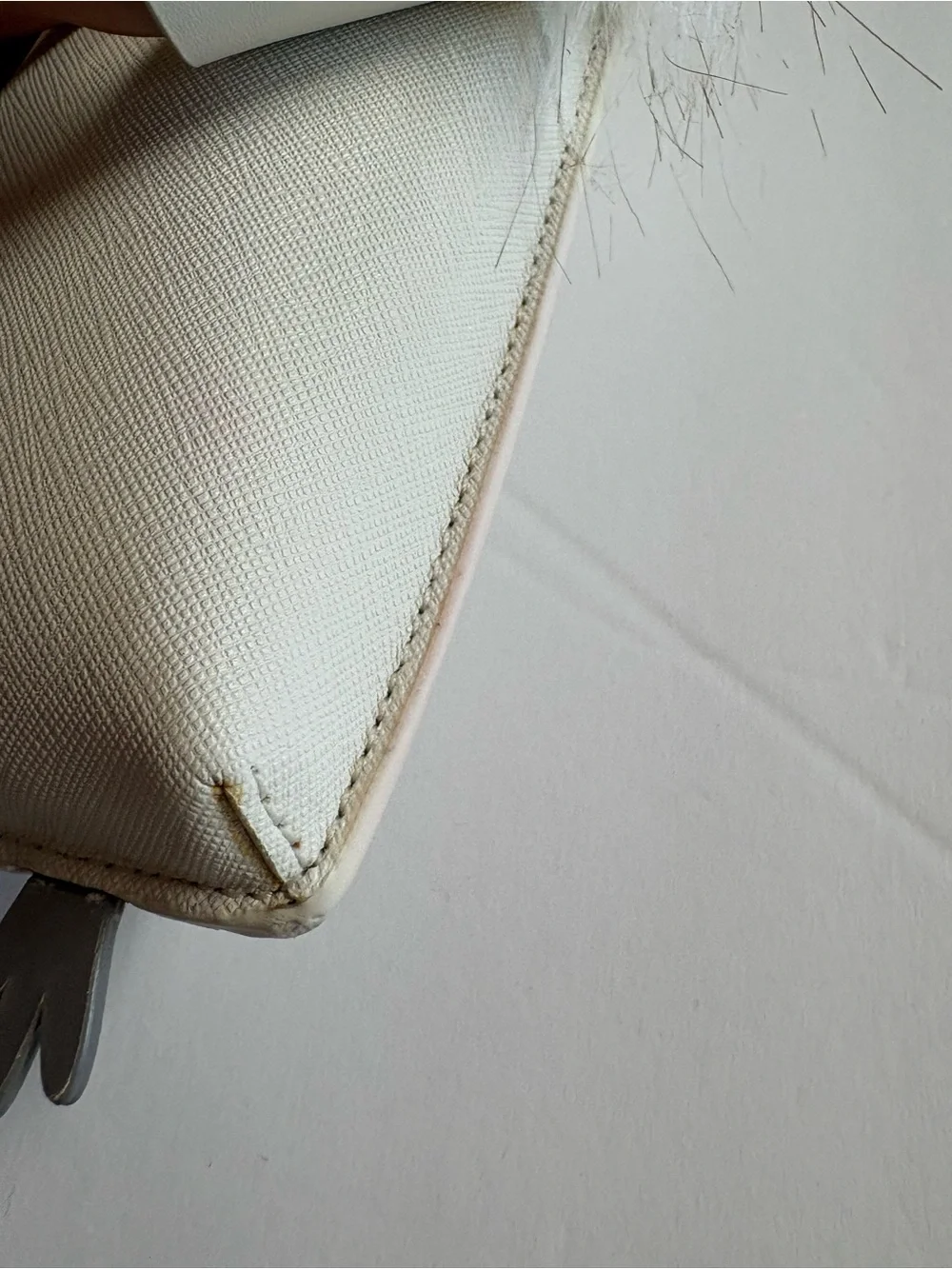 Kate Spade Cream and Gray Owl Crossbody Purse with Fur Trim